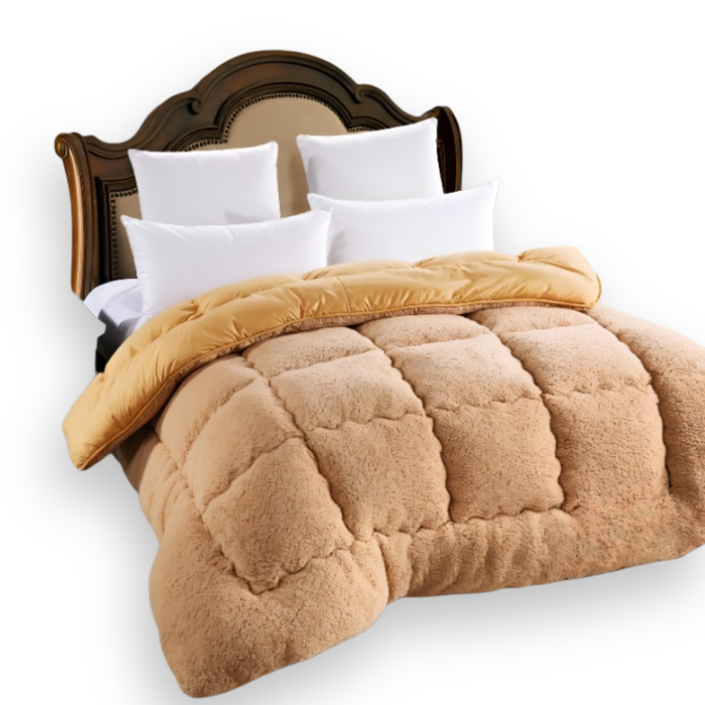 PlushFluff Bettbezug - Weiche dicke Winter Wolle Stoff Bettdecke