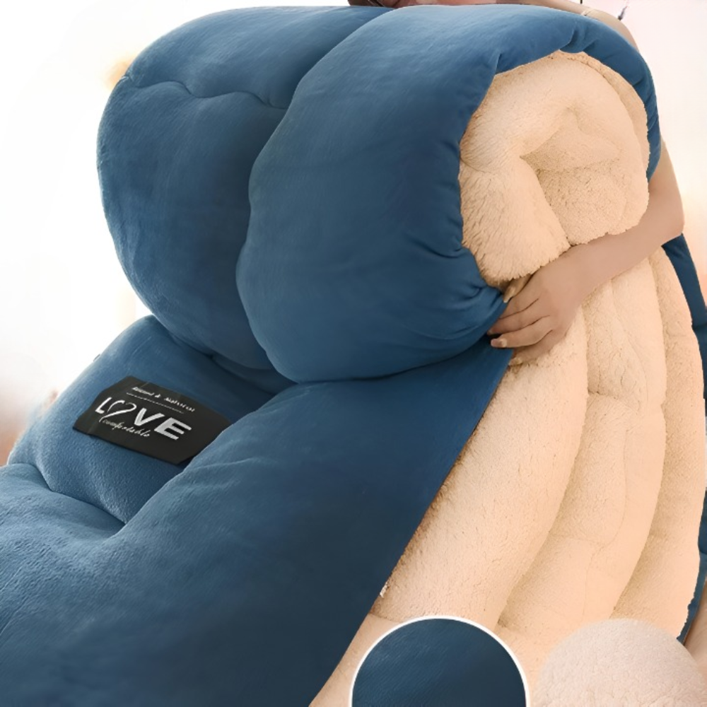PlushFluff Bettbezug - Weiche dicke Winter Wolle Stoff Bettdecke