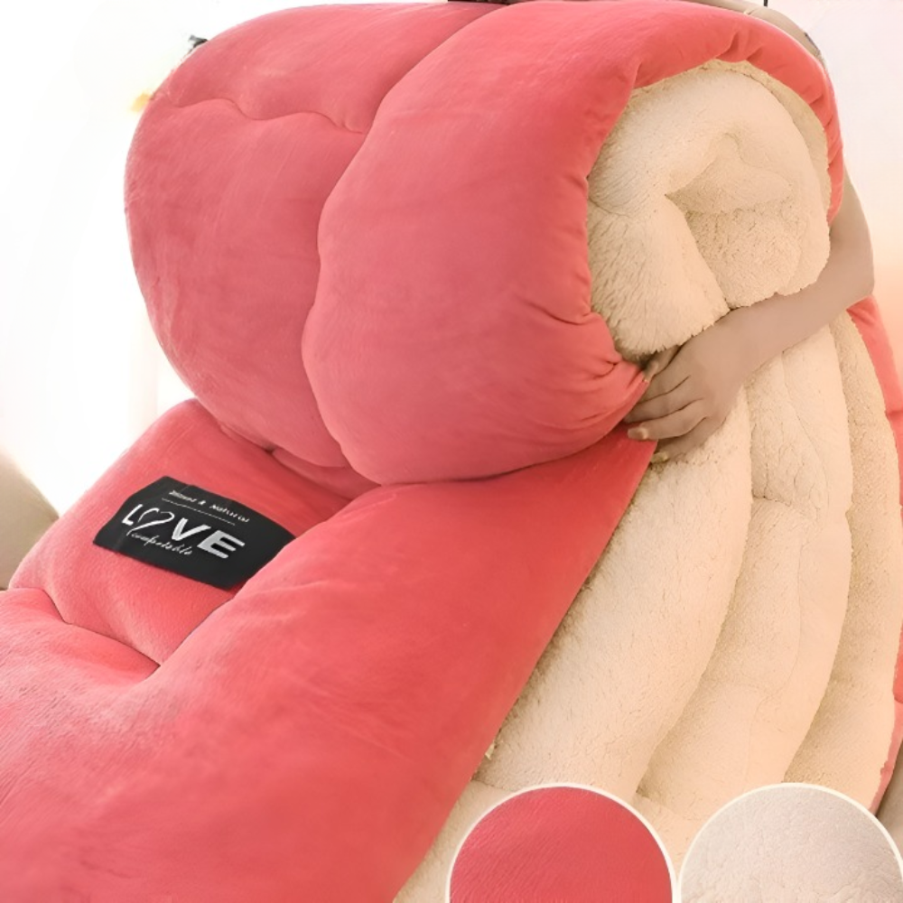 PlushFluff Bettbezug - Weiche dicke Winter Wolle Stoff Bettdecke