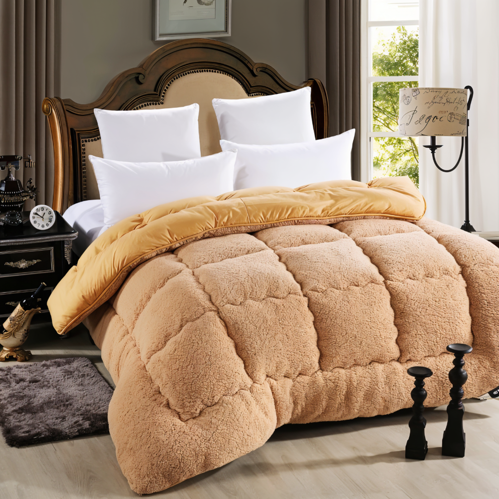 PlushFluff Bettbezug - Weiche dicke Winter Wolle Stoff Bettdecke
