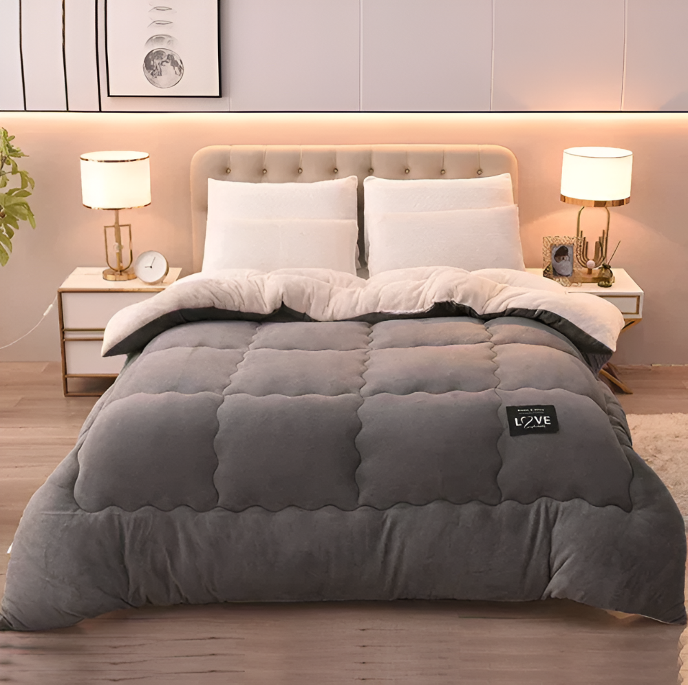 PlushFluff Bettbezug - Weiche dicke Winter Wolle Stoff Bettdecke