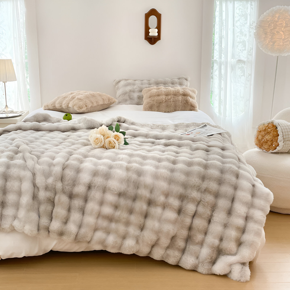 PlushHue Plaid - Weiche Kunstpelz Fleecedecke - Gradient Thick Heated Blanket