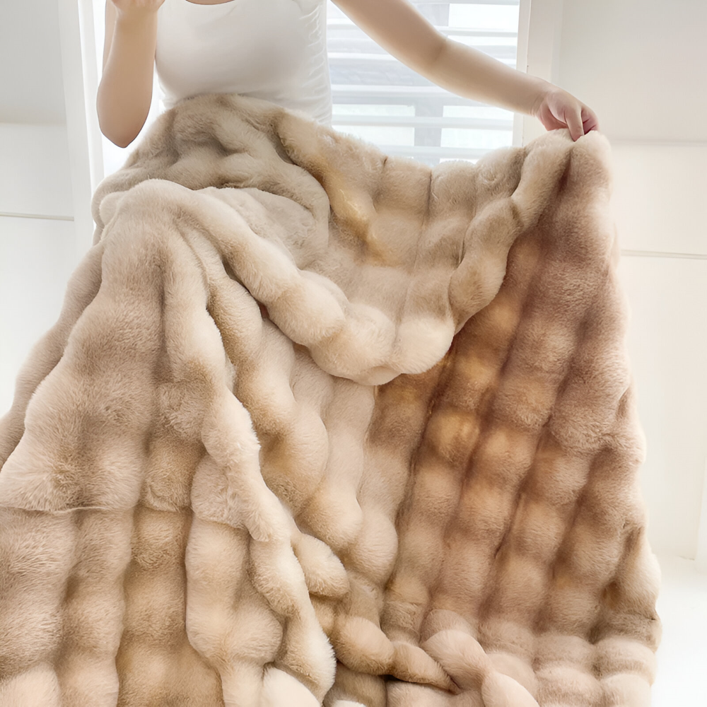 PlushHue Plaid - Weiche Kunstpelz Fleecedecke - Gradient Thick Heated Blanket