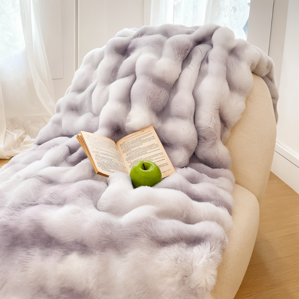 PlushHue Plaid - Weiche Kunstpelz Fleecedecke - Gradient Thick Heated Blanket