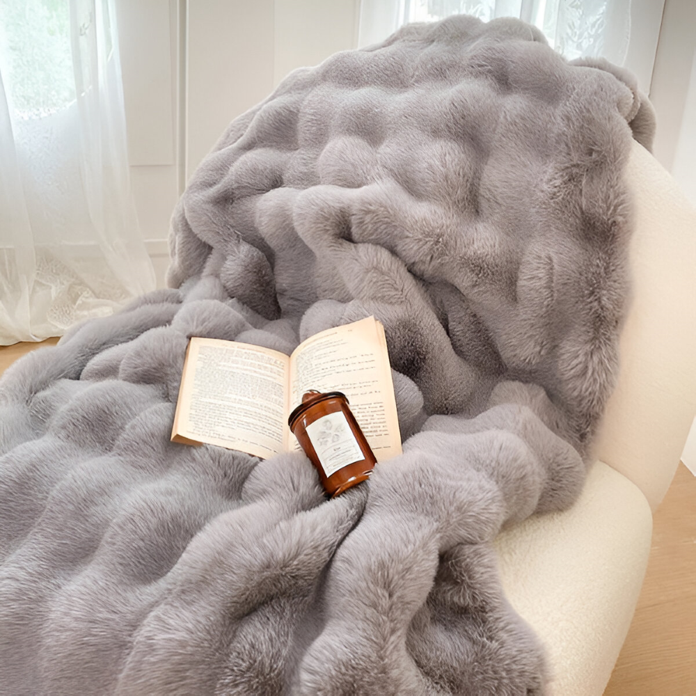 PlushHue Plaid - Weiche Kunstpelz Fleecedecke - Gradient Thick Heated Blanket