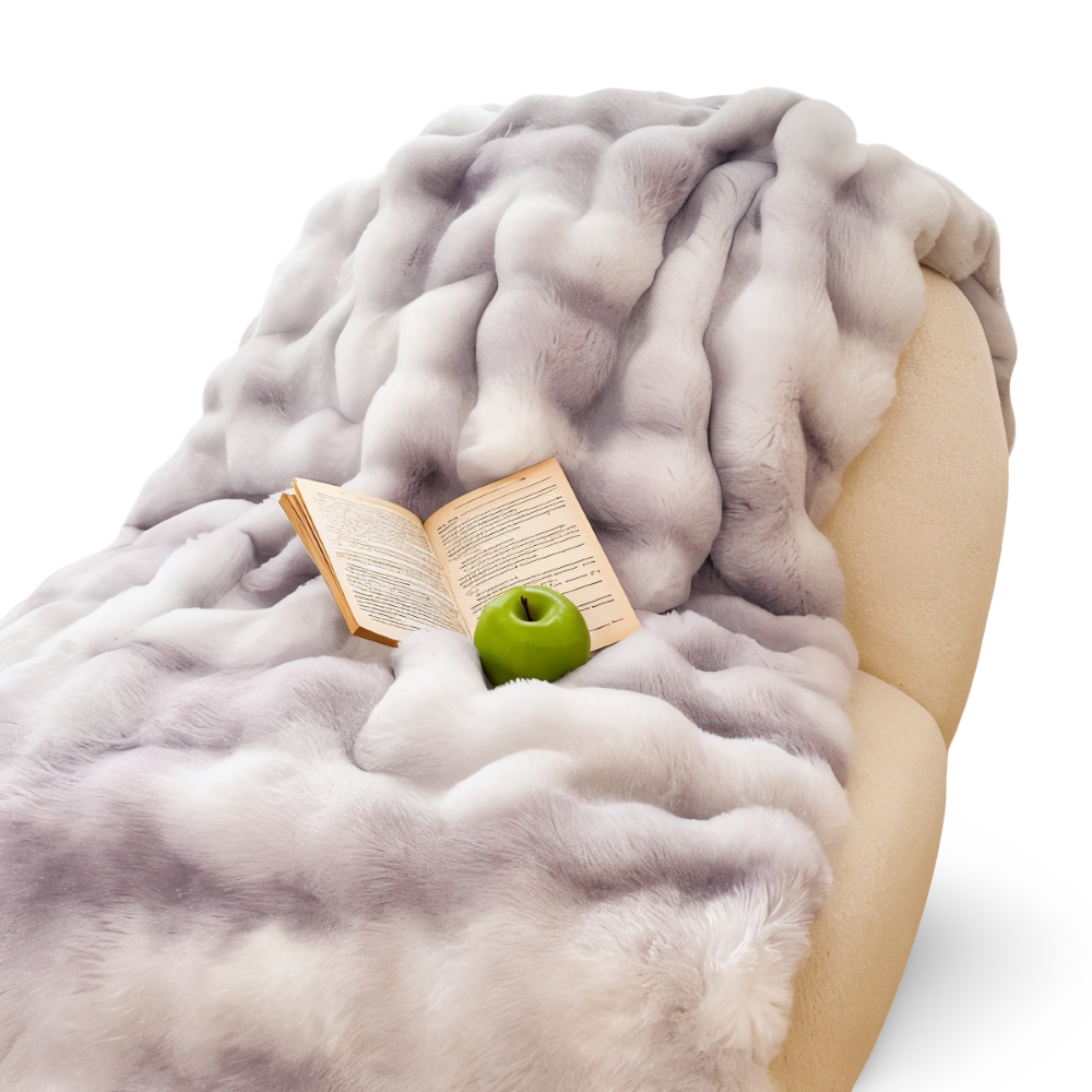 PlushHue Plaid - Weiche Kunstpelz Fleecedecke - Gradient Thick Heated Blanket