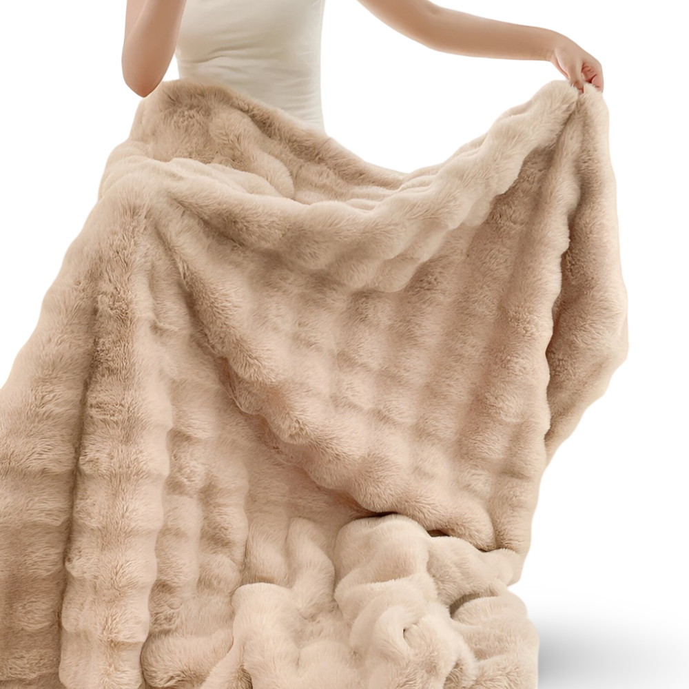 PlushHue Plaid - Weiche Kunstpelz Fleecedecke - Gradient Thick Heated Blanket