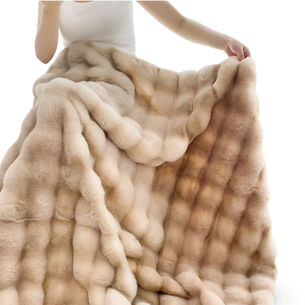 PlushHue Plaid - Weiche Kunstpelz Fleecedecke - Gradient Thick Heated Blanket