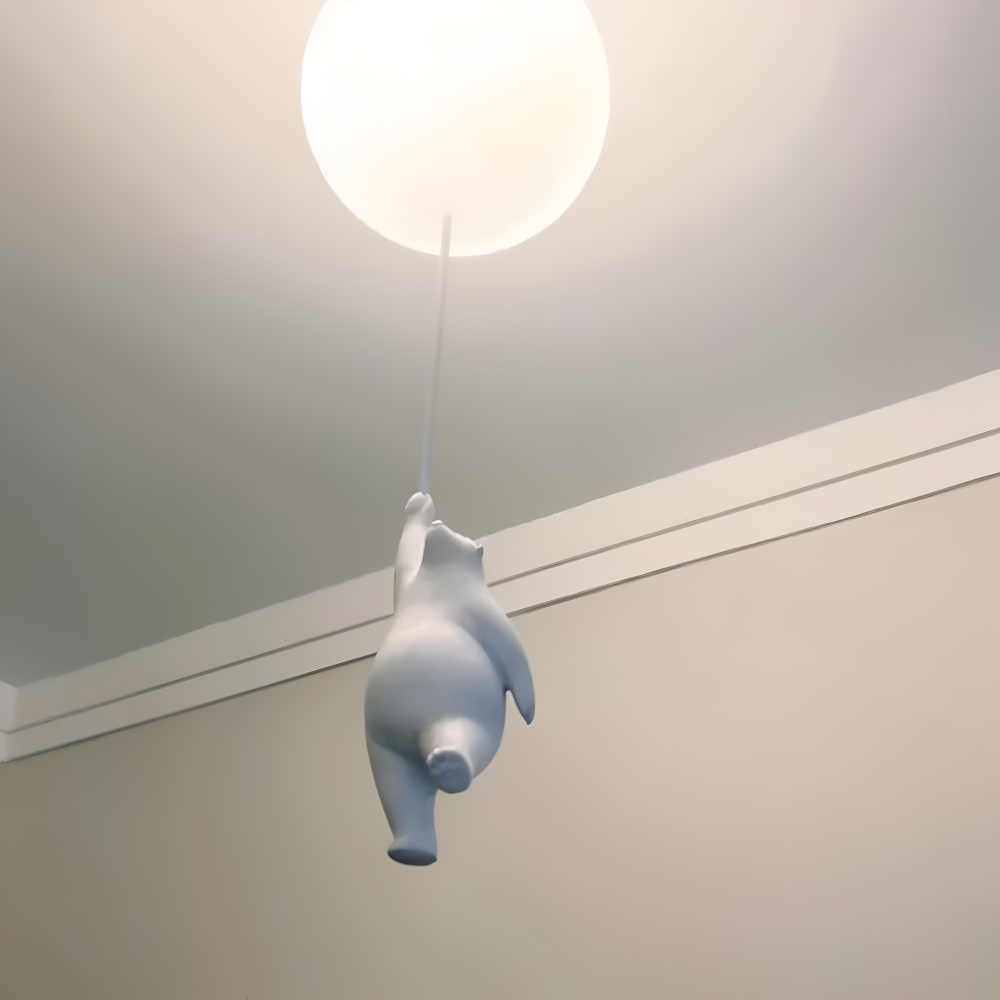 PolarLoon Pendelleuchte - Verspielte Harz & Acryl Weiß Luftballon Bär Hängelampe