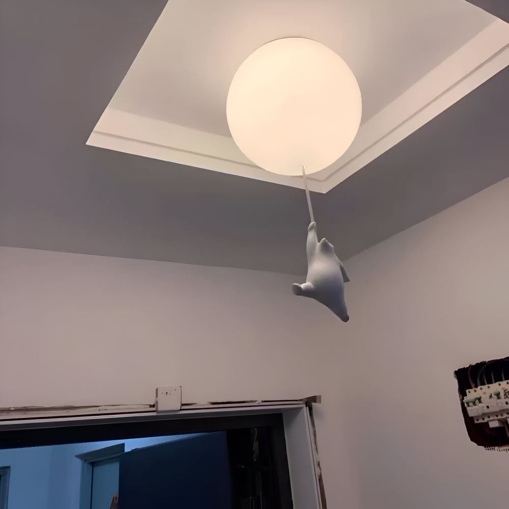 PolarLoon Pendelleuchte - Verspielte Harz & Acryl Weiß Luftballon Bär Hängelampe