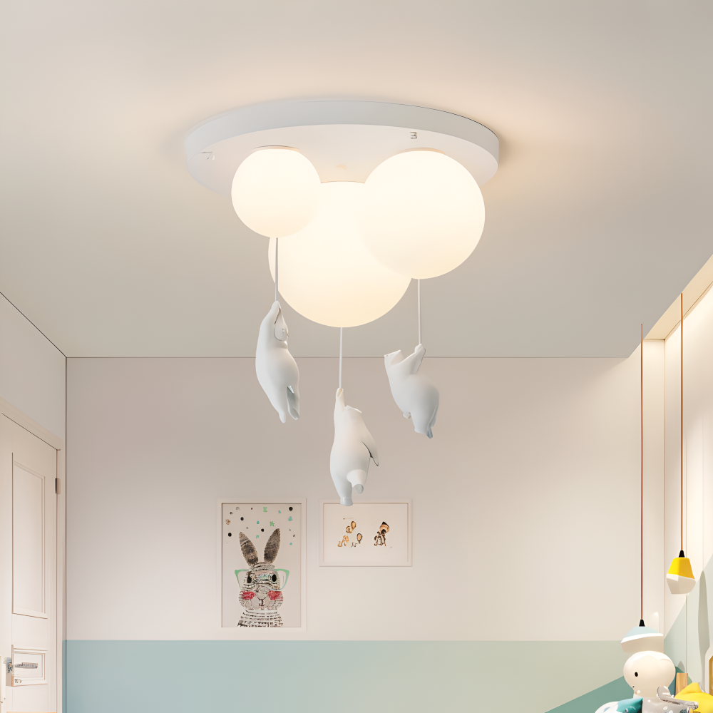 PolarLoon Pendelleuchte - Verspielte Harz & Acryl Weiß Luftballon Bär Hängelampe