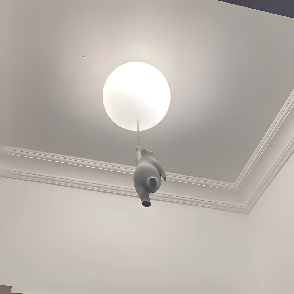 PolarLoon Pendelleuchte - Verspielte Harz & Acryl Weiß Luftballon Bär Hängelampe