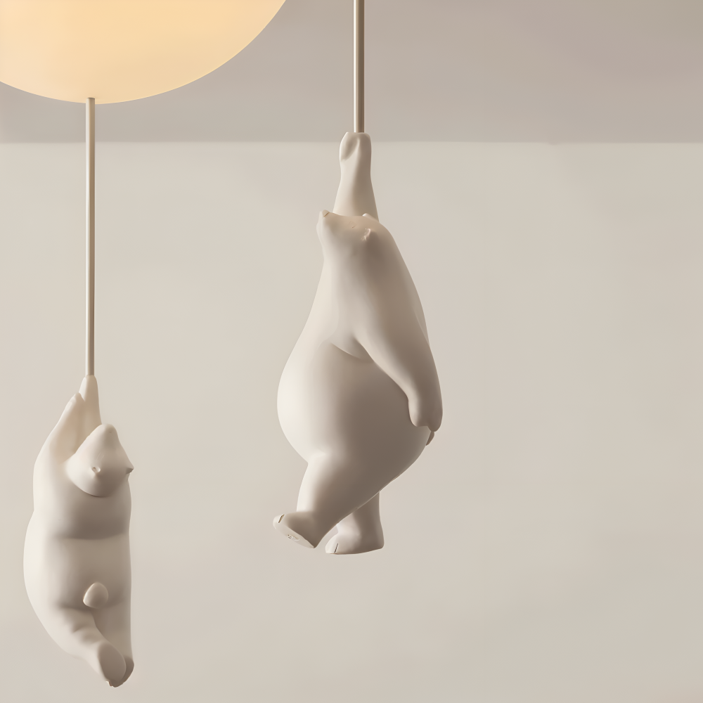 PolarLoon Pendelleuchte - Verspielte Harz & Acryl Weiß Luftballon Bär Hängelampe