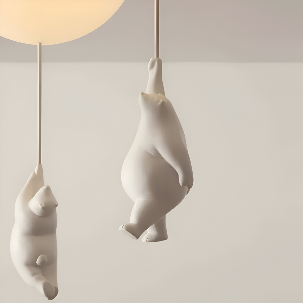 PolarLoon Pendelleuchte - Verspielte Harz & Acryl Weiß Luftballon Bär Hängelampe