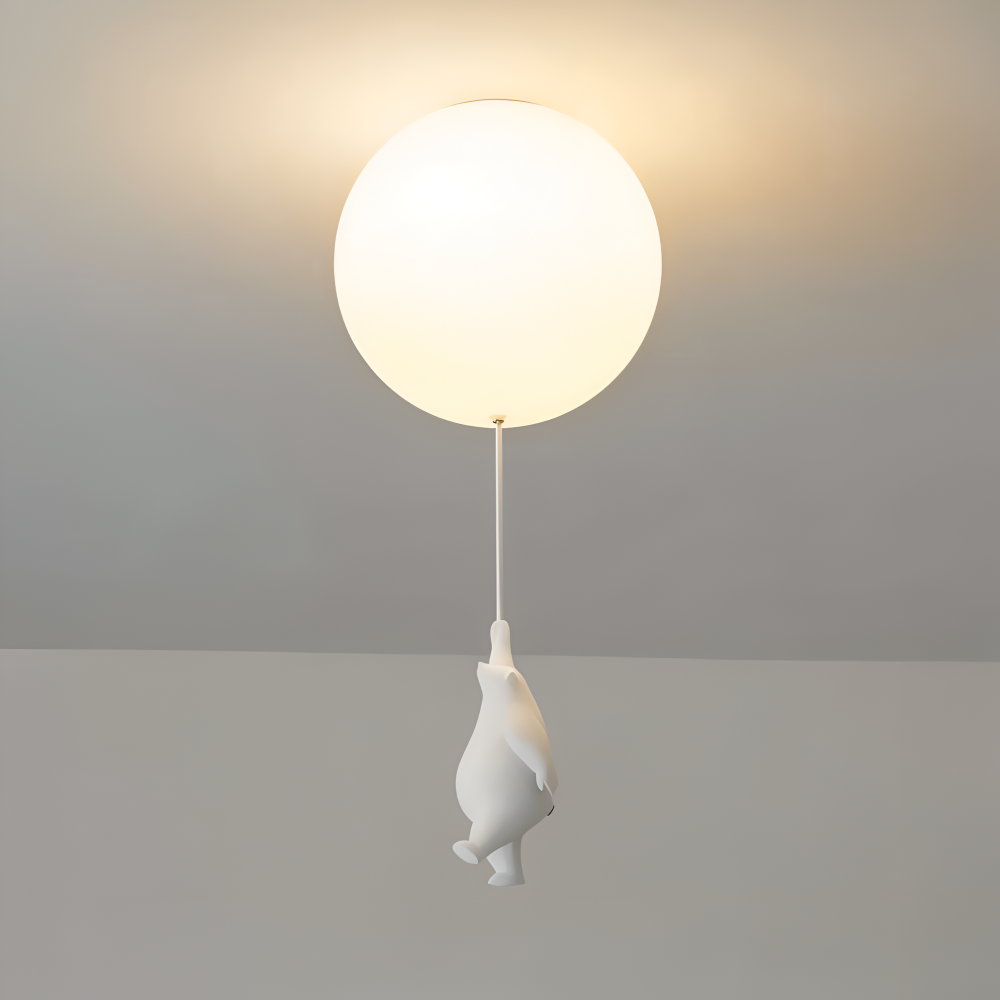 PolarLoon Pendelleuchte - Verspielte Harz & Acryl Weiß Luftballon Bär Hängelampe