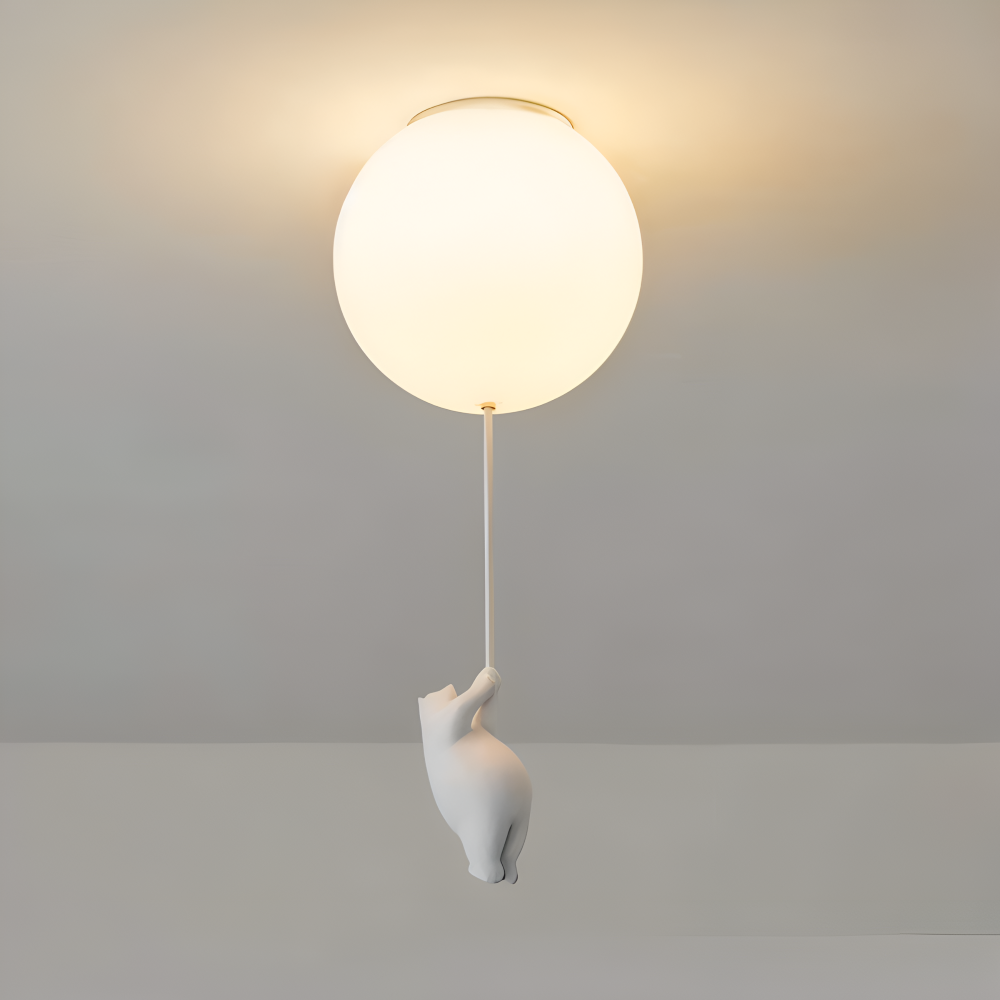 PolarLoon Pendelleuchte - Verspielte Harz & Acryl Weiß Luftballon Bär Hängelampe