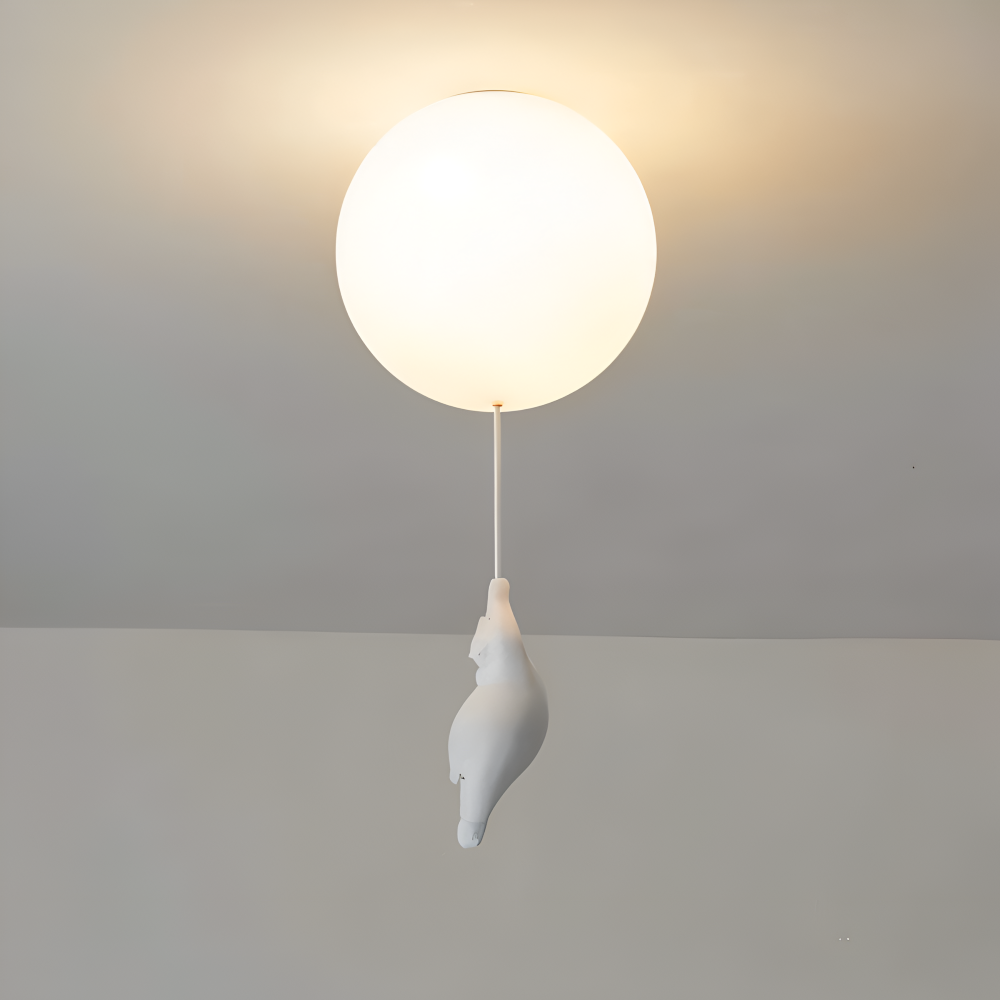 PolarLoon Pendelleuchte - Verspielte Harz & Acryl Weiß Luftballon Bär Hängelampe