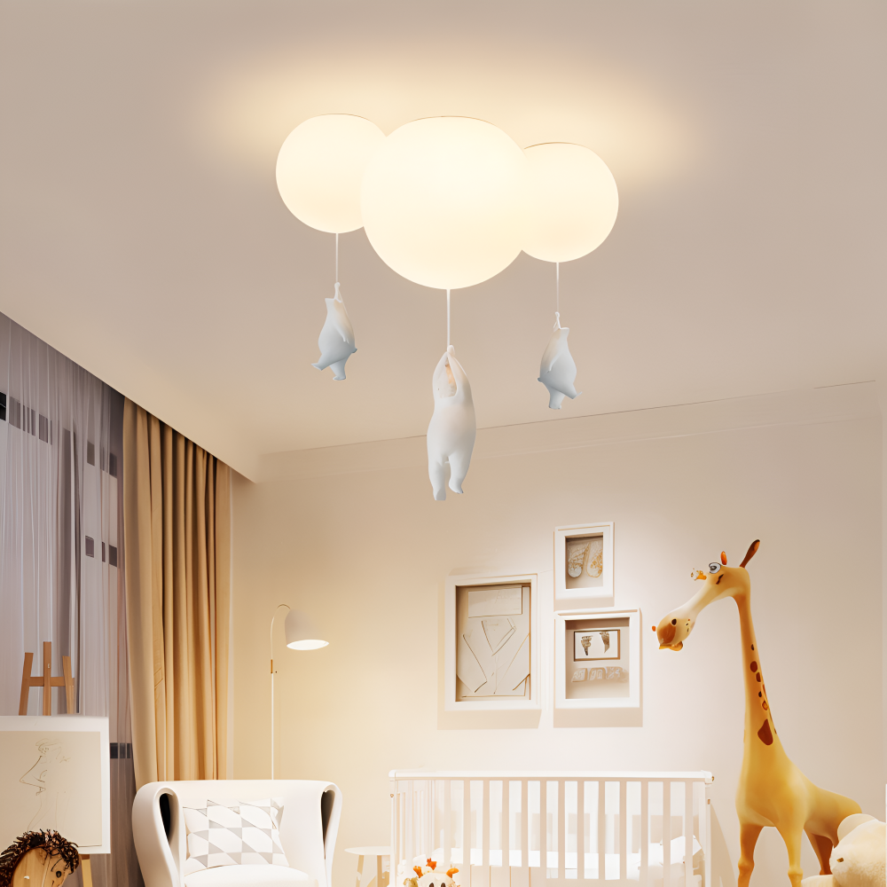 PolarLoon Pendelleuchte - Verspielte Harz & Acryl Weiß Luftballon Bär Hängelampe