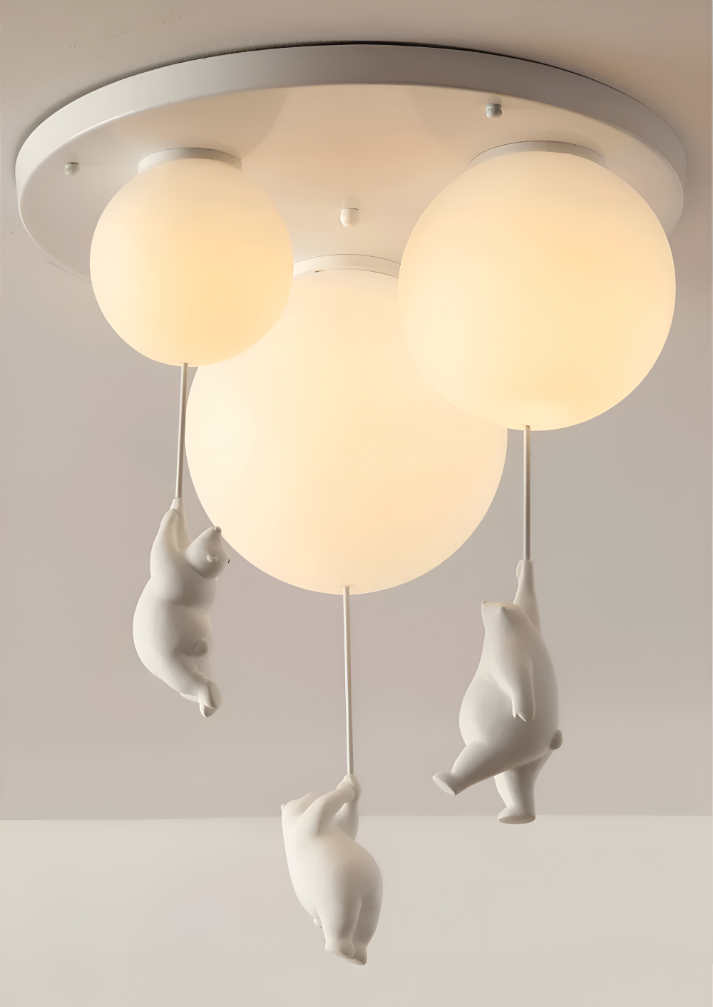 PolarLoon Pendelleuchte - Verspielte Harz & Acryl Weiß Luftballon Bär Hängelampe