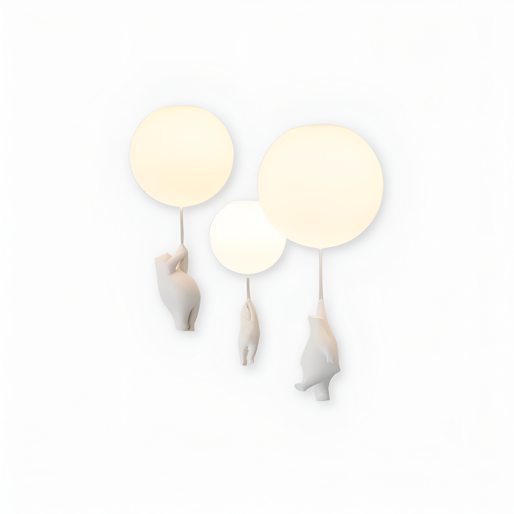 PolarLoon Pendelleuchte - Verspielte Harz & Acryl Weiß Luftballon Bär Hängelampe