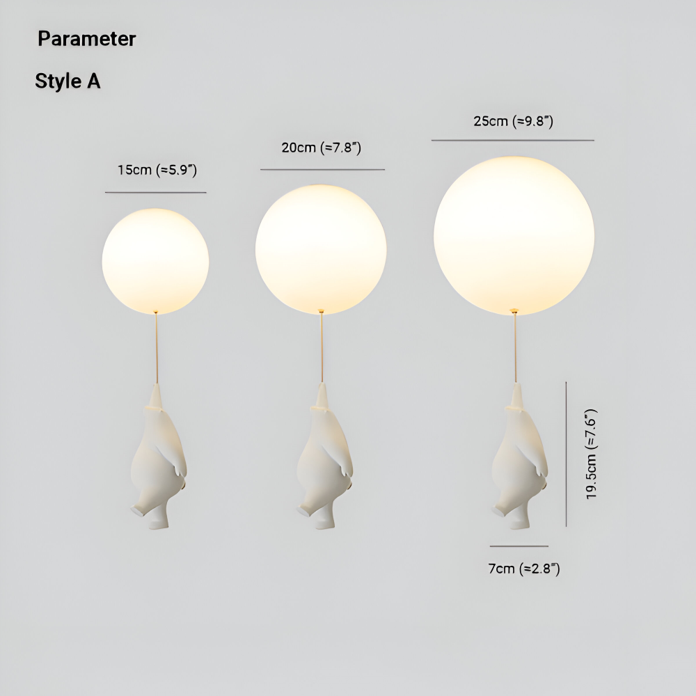 PolarLoon Pendelleuchte - Verspielte Harz & Acryl Weiß Luftballon Bär Hängelampe