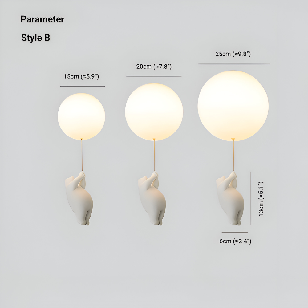 PolarLoon Pendelleuchte - Verspielte Harz & Acryl Weiß Luftballon Bär Hängelampe