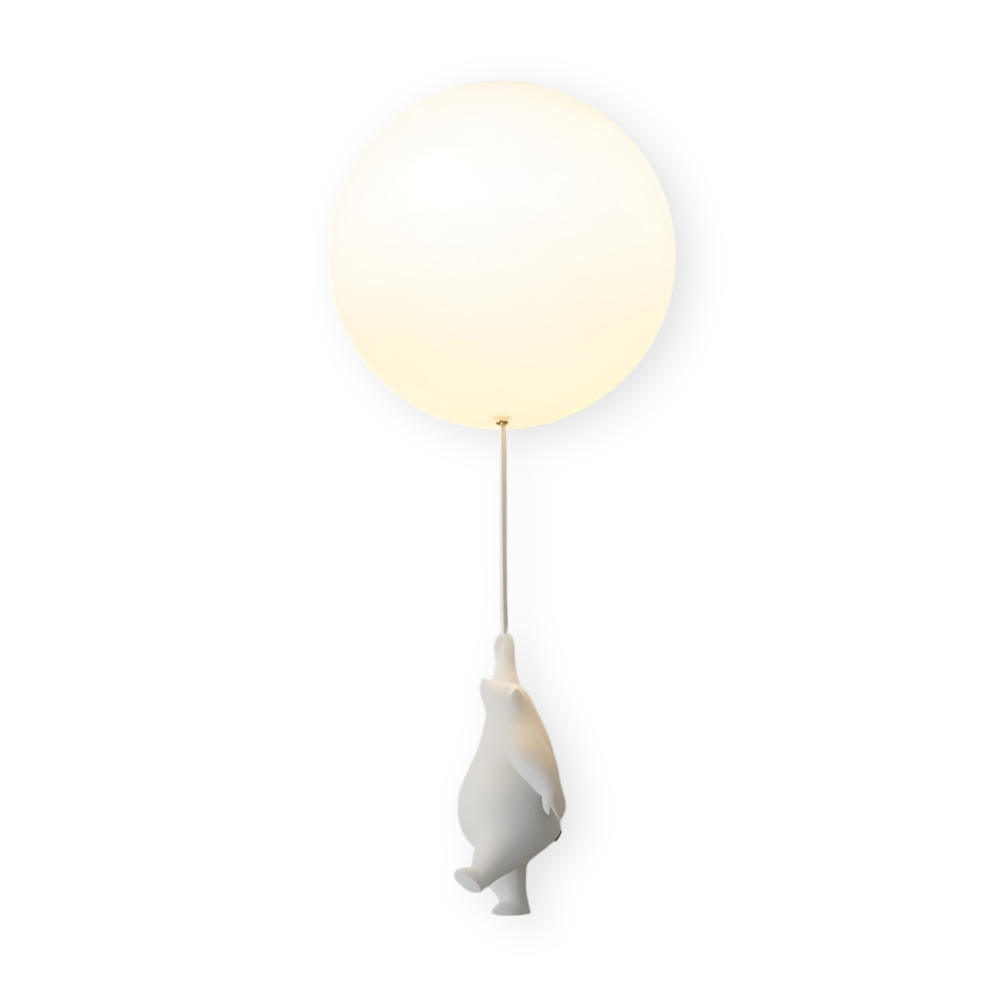 PolarLoon Pendelleuchte - Verspielte Harz & Acryl Weiß Luftballon Bär Hängelampe