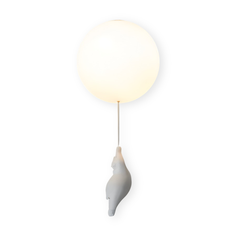 PolarLoon Pendelleuchte - Verspielte Harz & Acryl Weiß Luftballon Bär Hängelampe