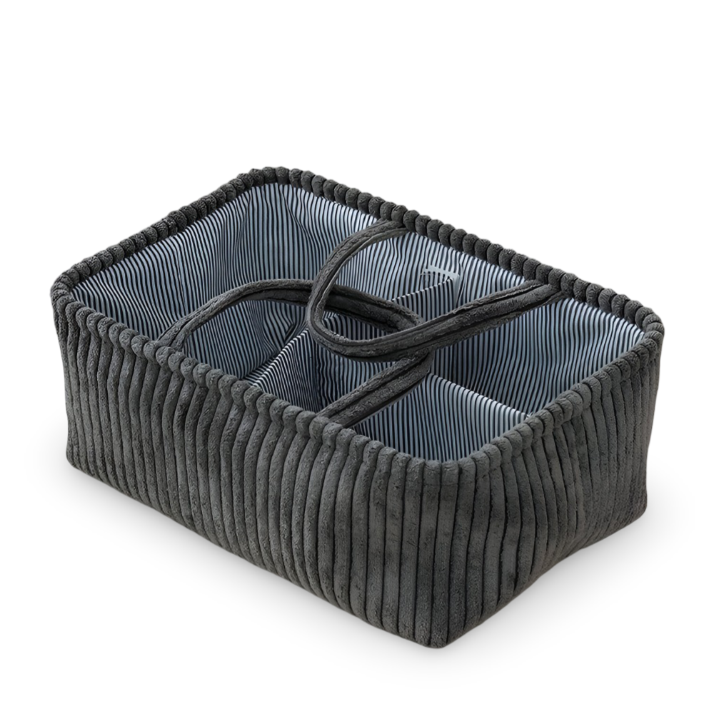 Aufbewahrungskorb aus Polyester (38x26x18cm) – Windelorganizer & Baby-Korb mit Fächern