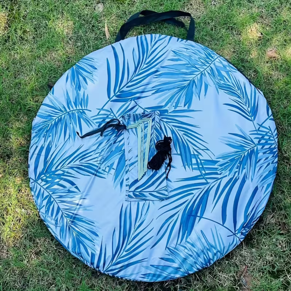 Pop-Up Strandmuschel für 2-3 Personen – Automatisches Strandzelt mit Sonnenschutz, Tragetasche, Heringen & Abspannseilen