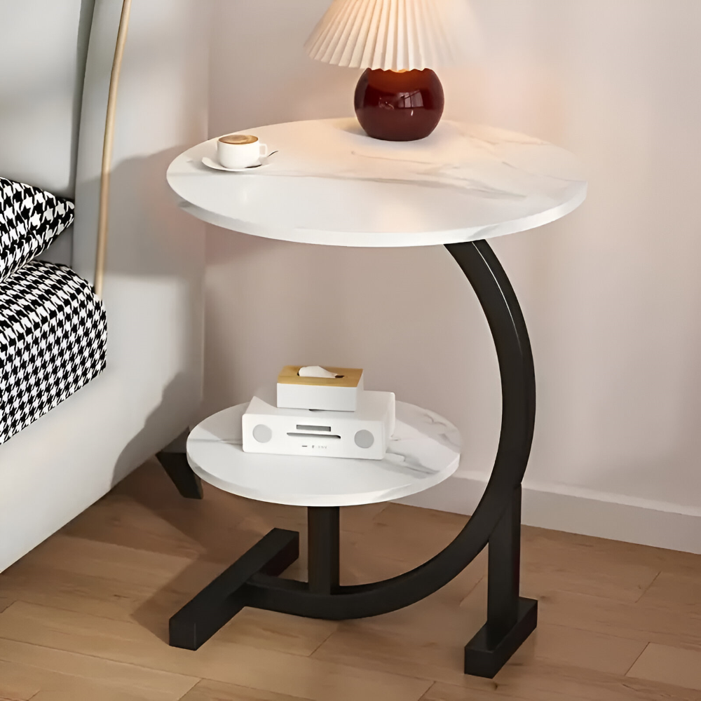 Tragbarer Mini Beistelltisch mit Doppelter Schicht - Stilvolles Wohnaccessoire