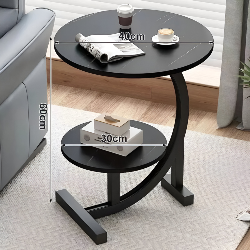 Tragbarer Mini Beistelltisch mit Doppelter Schicht - Stilvolles Wohnaccessoire