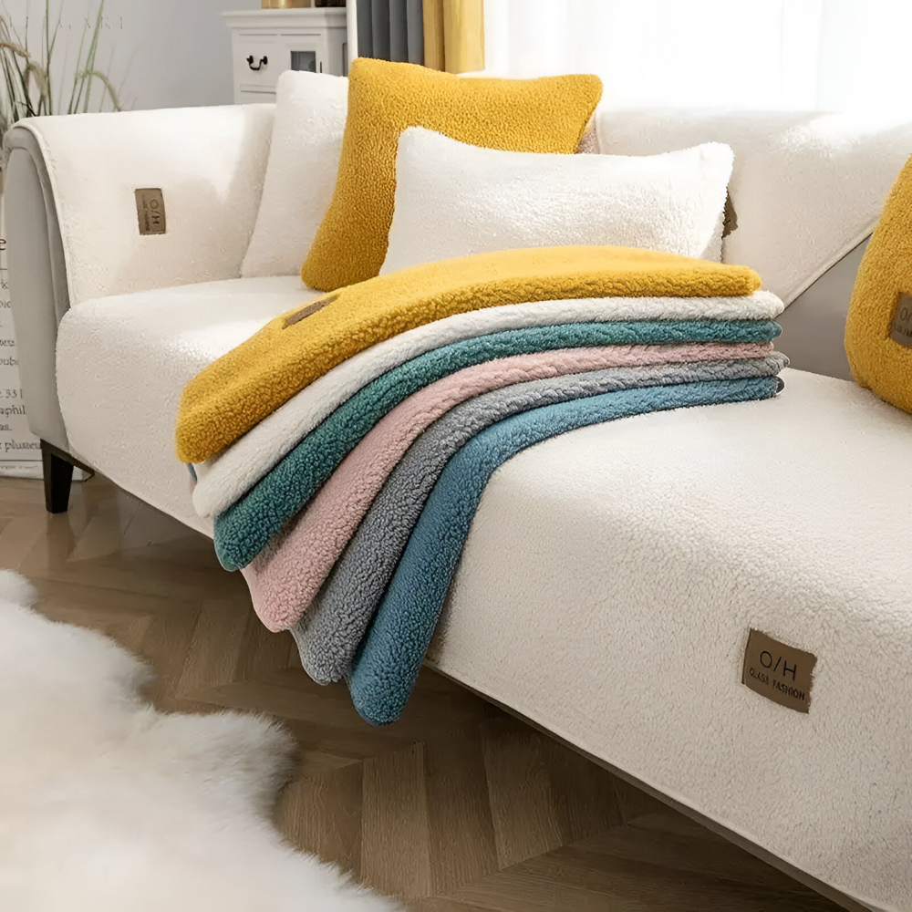 Premium Plüsch Sofabezug Rutschfest - Weicher Polyester Couchbezug