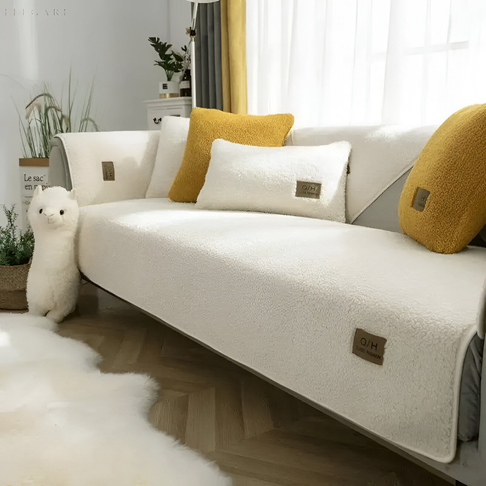 Premium Plüsch Sofabezug Rutschfest - Weicher Polyester Couchbezug