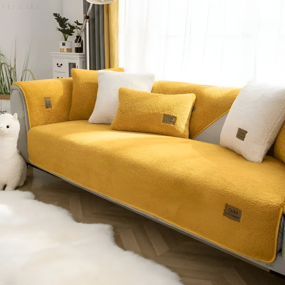 Premium Plüsch Sofabezug Rutschfest - Weicher Polyester Couchbezug