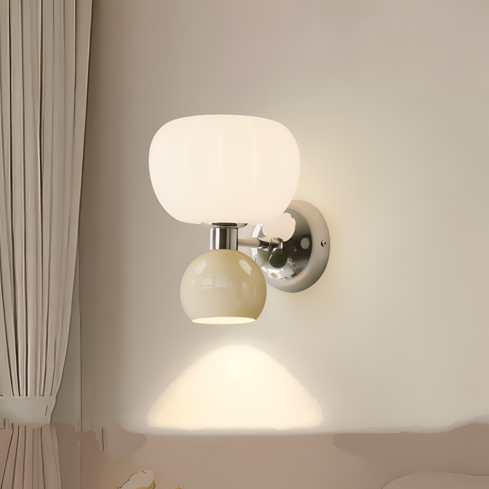 Pumpk Wandleuchte - Creme Kürbis Wandlampe - Wandlampe Design für Schlafzimmer - Minimalistische Wandleuchten LED