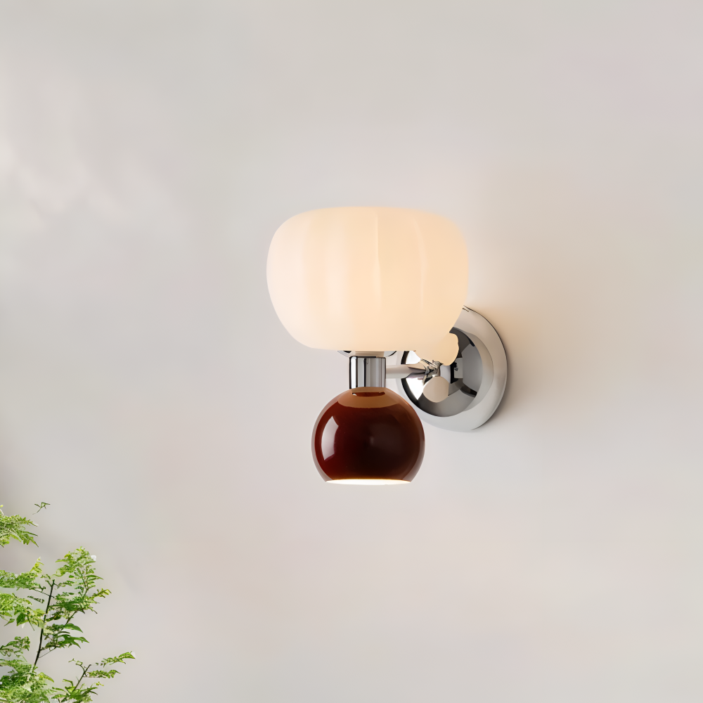 Pumpk Wandleuchte - Creme Kürbis Wandlampe - Wandlampe Design für Schlafzimmer - Minimalistische Wandleuchten LED