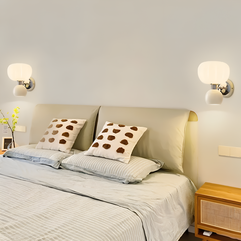 Pumpk Wandleuchte - Creme Kürbis Wandlampe - Wandlampe Design für Schlafzimmer - Minimalistische Wandleuchten LED