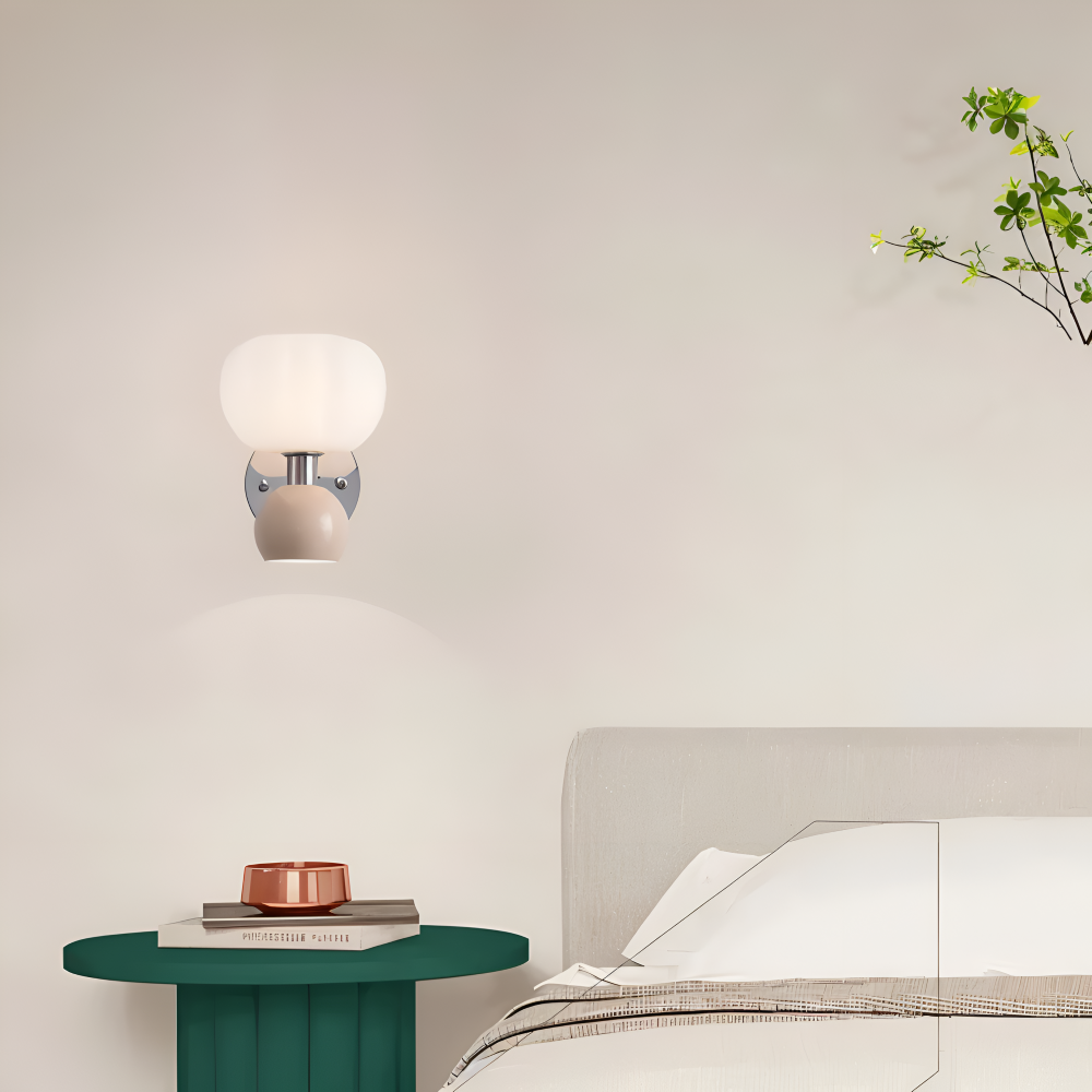 Pumpk Wandleuchte - Creme Kürbis Wandlampe - Wandlampe Design für Schlafzimmer - Minimalistische Wandleuchten LED