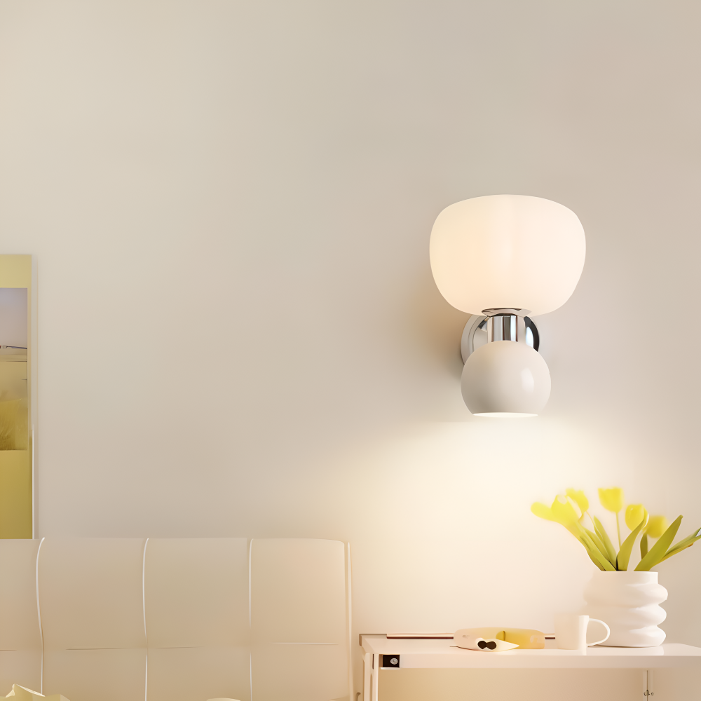 Pumpk Wandleuchte - Creme Kürbis Wandlampe - Wandlampe Design für Schlafzimmer - Minimalistische Wandleuchten LED