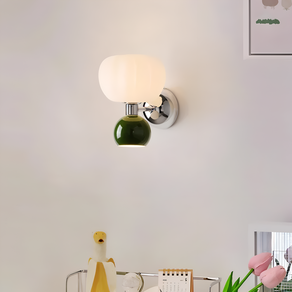 Pumpk Wandleuchte - Creme Kürbis Wandlampe - Wandlampe Design für Schlafzimmer - Minimalistische Wandleuchten LED