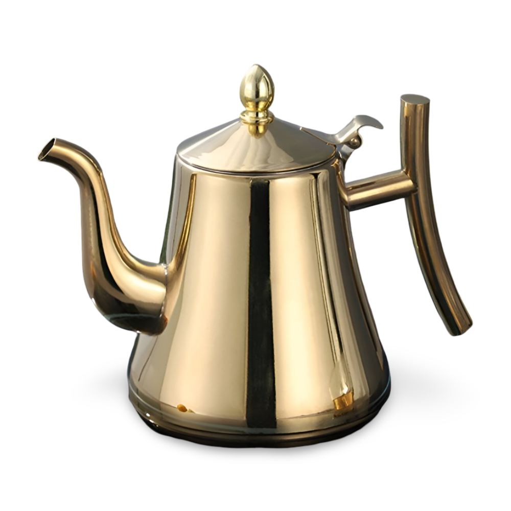 PurePour Teekanne - 1L / 1.5L Gold Teekanne - Edelstahl Teekanne mit Multifunktionsfilter