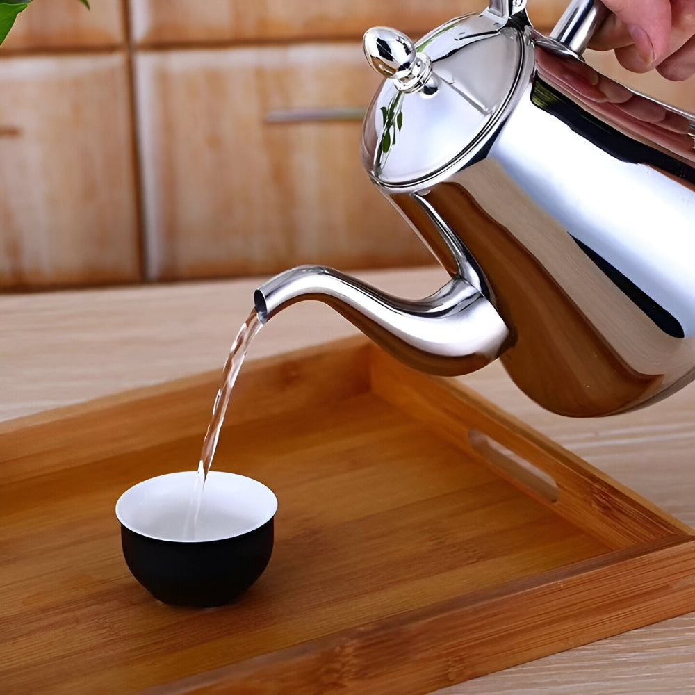PurePour Teekanne - 1L / 1.5L Gold Teekanne - Edelstahl Teekanne mit Multifunktionsfilter