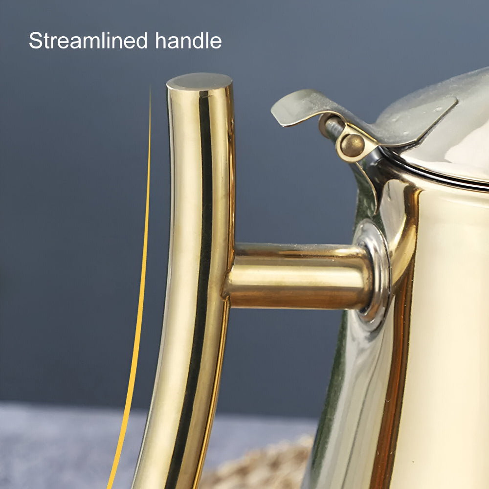 PurePour Teekanne - 1L / 1.5L Gold Teekanne - Edelstahl Teekanne mit Multifunktionsfilter