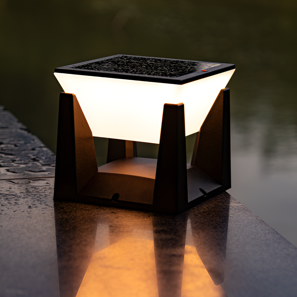 QuadreShine - Schwarze Quadratische Solarlampe Garten - Wetterfeste Gartenbeleuchtung