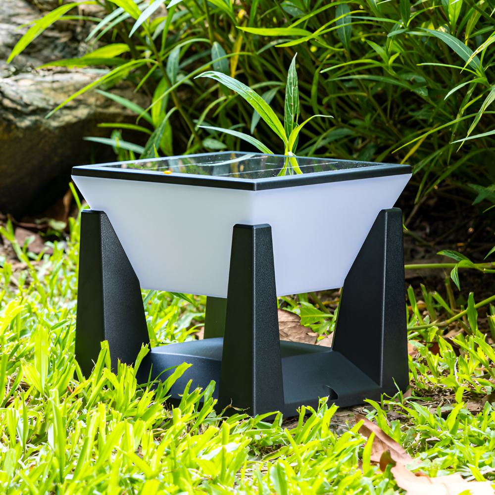 QuadreShine - Schwarze Quadratische Solarlampe Garten - Wetterfeste Gartenbeleuchtung