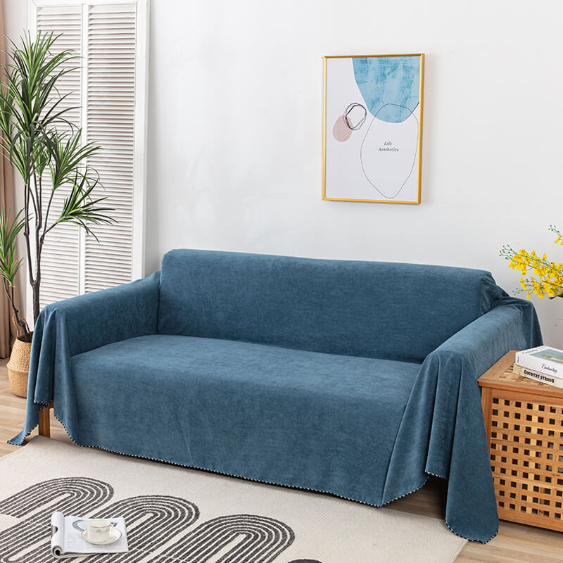 Raffinierter Sofaüberwurf 180x130 cm – Schmutzabweisender Dunkelblauer Cord für die Couch 2