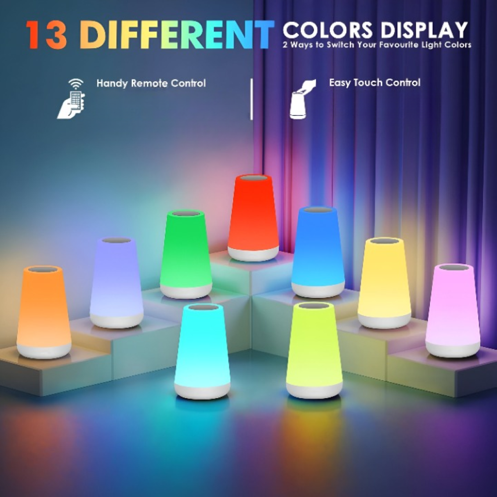 Wiederaufladbare RGB LED Tischlampe mit Fernbedienung - 13 Farben Wechselnde Kabellose Tischlampe