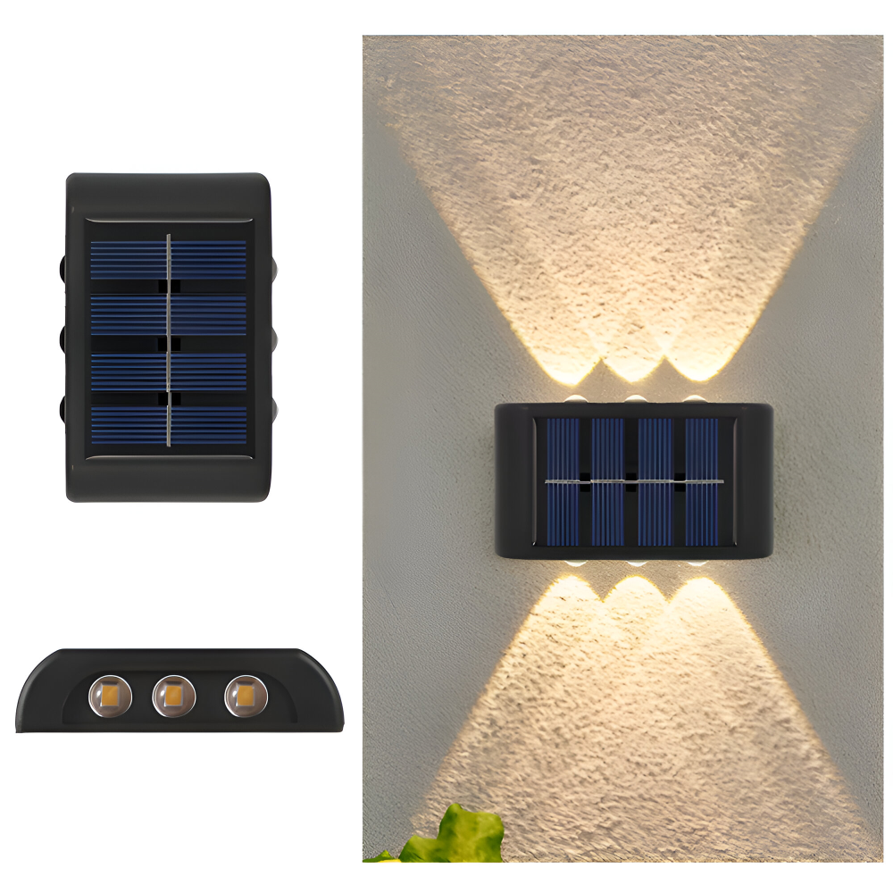 RectaSolaria Wandleuchte - 2/4 Stück IP65 Wasserdichte 6LED Solar Lampe Garten - Auf und Ab Außenbeleuchtung