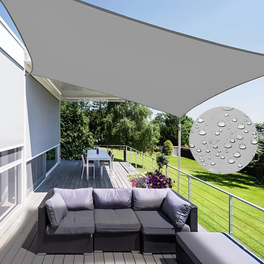 Rechteckiges 300D Polyester Sonnensegel – Wasserdicht & UV-Beständig - 180 g/m², Grau/Beige
